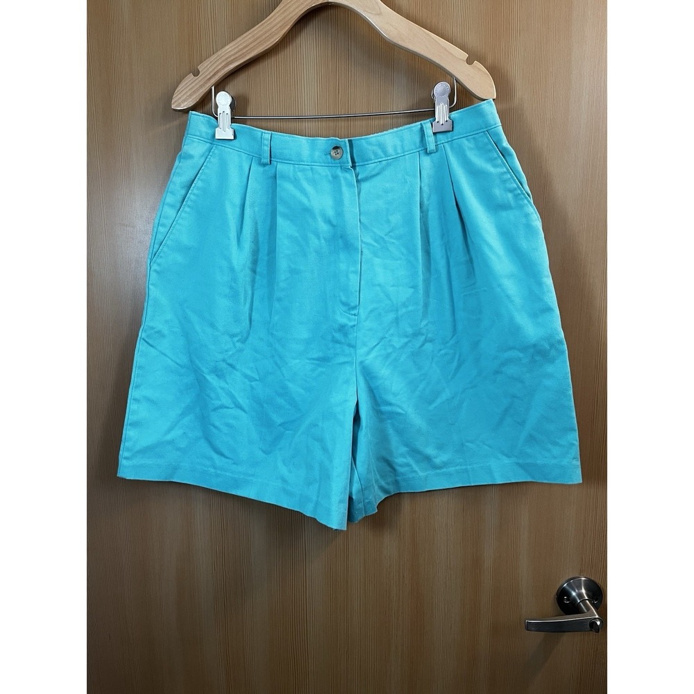 Vtg 90s Jaclyn Smith Woman Sz 16 Sport Teal High Waist Pleated Shorts Pockets